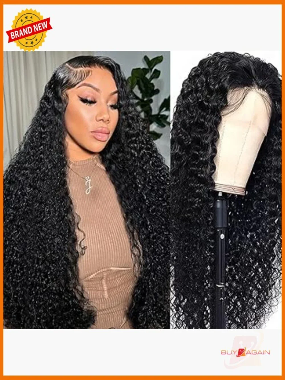 200% Density Deep Wave Lace Front Wig Human Hair Glueless Pre Plucked